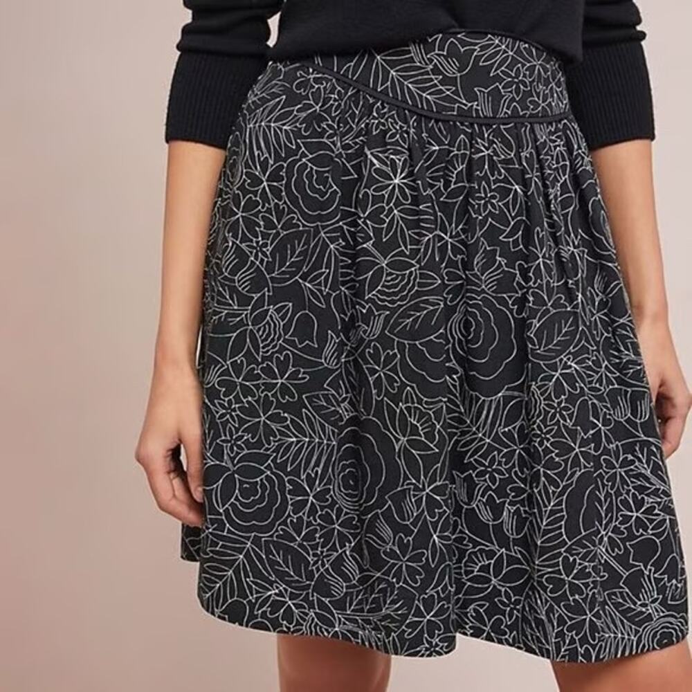 Anthropologie Conversations 38 Of 52 Floral Skirt Sz 6 Dark Romantic Feminine
